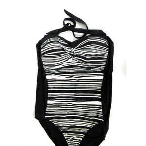 Merona One Piece Bathing Suit Swimsuit Size XL Black Molded Cups Bra Flattering